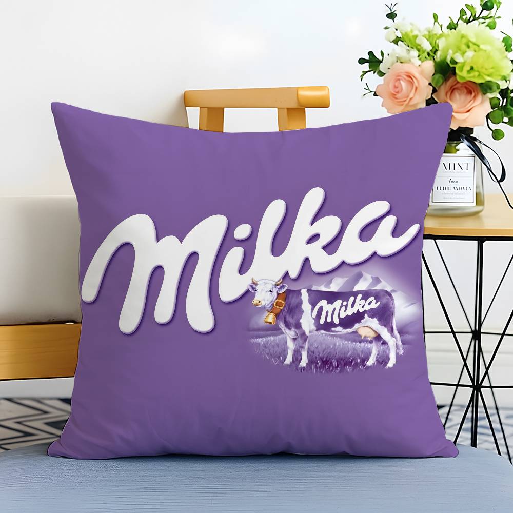 

Смішна наволочка з логотипом M-Milka-MT Chocolate, друкована, з матового флісу, подушка, що торкається дитячої шкіри, екологічно чиста сублімація 12x12Inch
