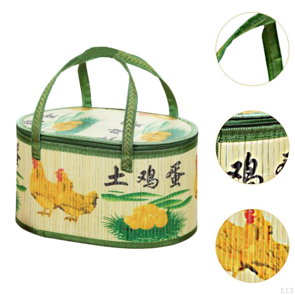 Kosz bambusowy do przechowywania żywności z uchwytami, idealne prezenty i na przyjęcia