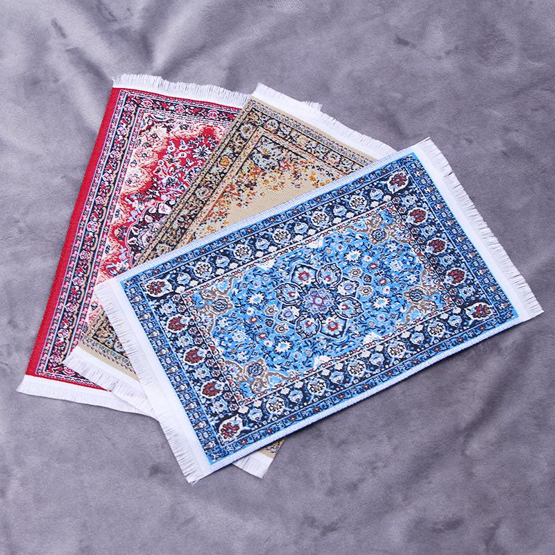 1Pcs Miniature Dollhouse Carpet Turkish Style Playing House Mini House Decor Floor Miniature Weaving Rug Doll Accessories
