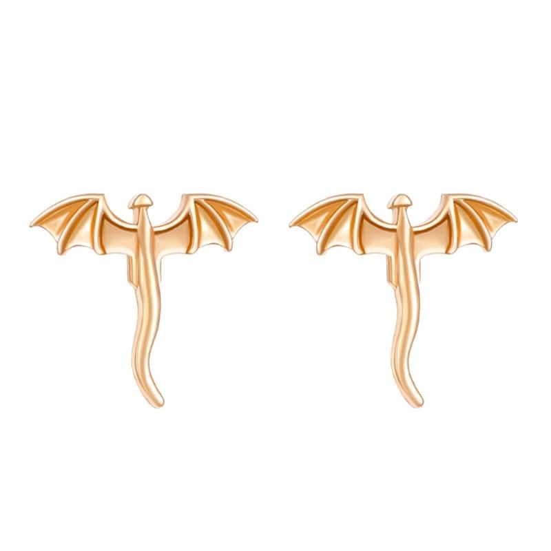 Fashion Small Dragon Studs Earrings Statement Earring Copper Texture Ear Studs Ears Accessory Present for Woman and Girl