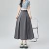 Grey High-waisted Pleated Skirt Women's Spring and Summer Design Sense College Style Long Skirt Skirt