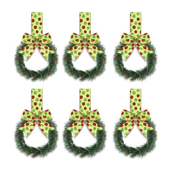 Christmas Mini Cabinet Wreath with Ribbon Bows Red Berries Artificial Small Kitchen Wreath for Window Wall Front Door Farmhouse Xmas Decor