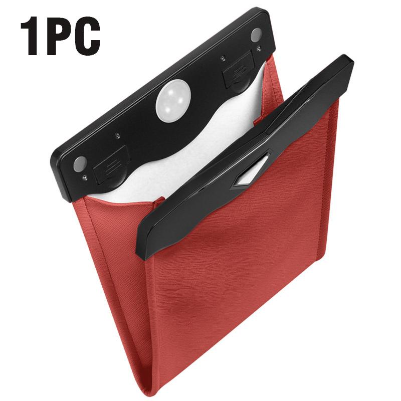 Car With LED Light Suspension Leather Folding Storage BagGarbage Bag Waterproof Magnetic Adsorption Car Rear Seat Garbage Bag