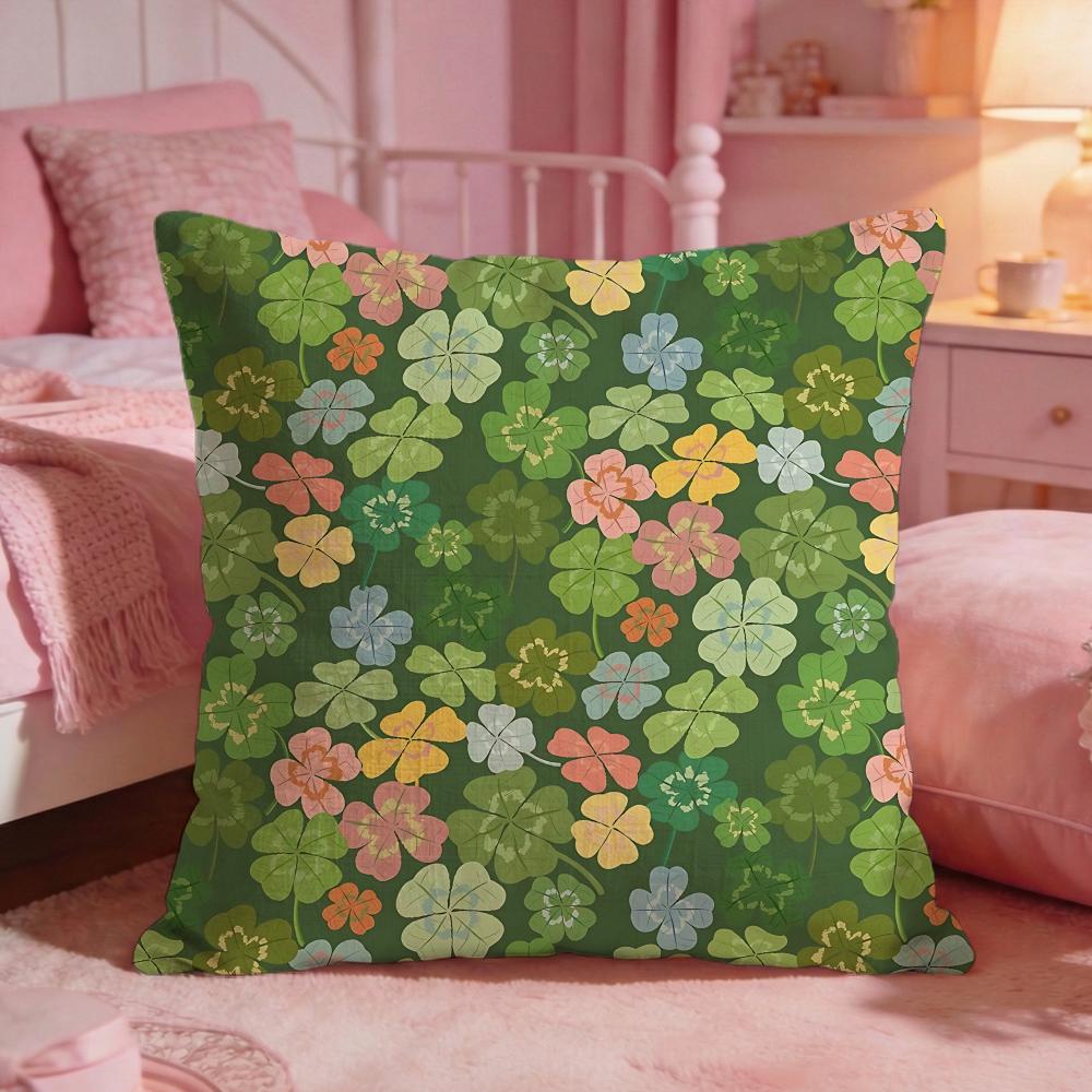 Blessed LLucky CloverS Cushion Cover Premium Comfort Reversible Pillow Cove Two in One Design for Any Room  Car Interior