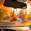 Hand Woven Woolen Ghost Decor Handmade Pumpkin Car Rear View Mirror Pendant, Cute Crochet Pendant Ornament Hanging for Halloween Auto Interior