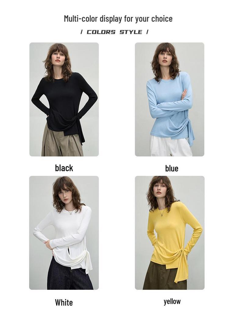 Women's Irregular Long-Sleeve Tie-Up Shirt - Autumn 2025