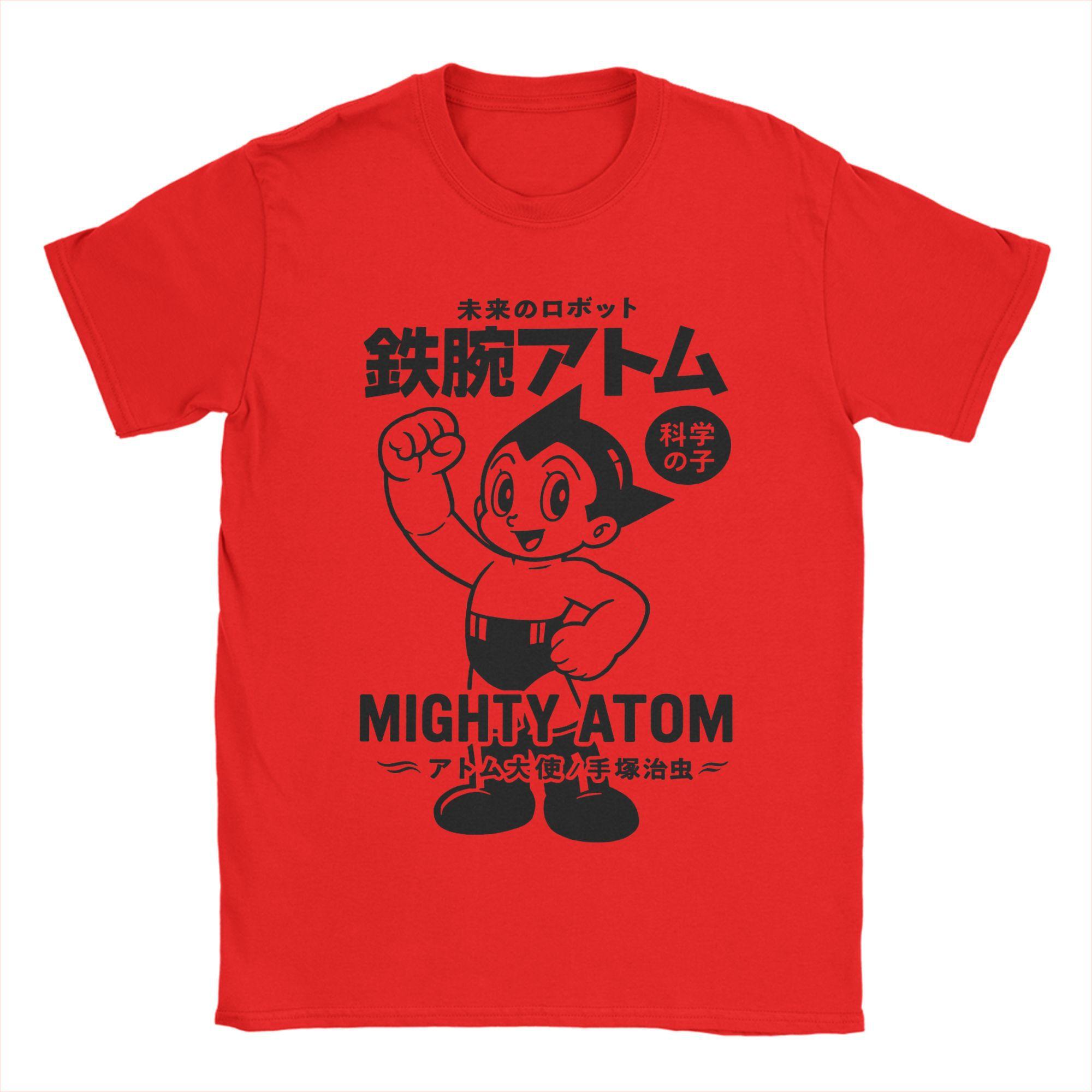 Casual Japanese Astro Boy Mighty Atom TShirt for Unisex Round Collar Cotton T Shirts Short Sleeve Tee Shirt Graphic Printed Tops S