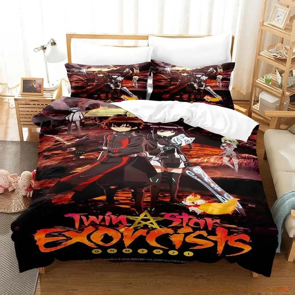 Home Textiles Twin Star Exorcists Bedding Set Cartoon Anime three-piece set Adult Kid Bedroom Duvet cover Sets 3D Kawaii Girl