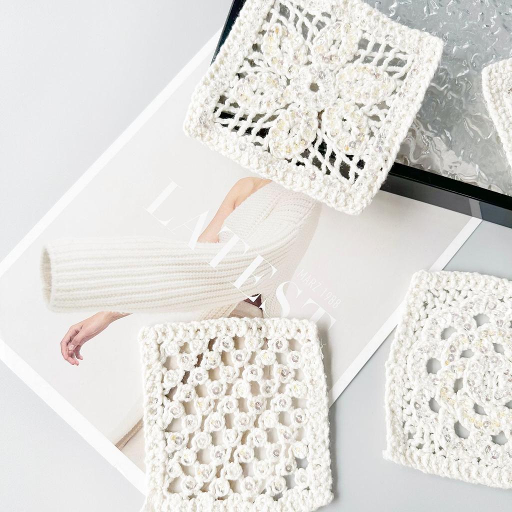 Apricot Hollow Cotton Thread Woven Sequins Decorative Clothing Top T-Shirt Shirt Diy Jewelry Decorative Cloth Sticker Accessories