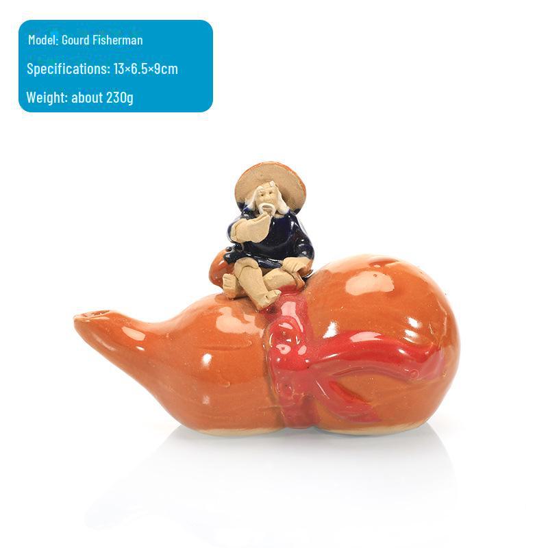 Jiang Taigong Fishing Ceramic Bonsai Rockery Ornament For Aquariums