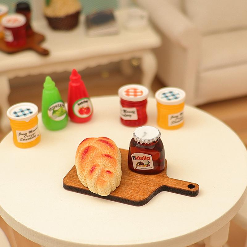 5Pcs/Lot Dollhouse Diy Accessories Miniature Coffee Can Bread Spread Fruit Sauce Jam Food Model Kitchen Decor Toy