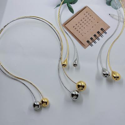 Simple High-End Original Design Geometric Spherical Water Drop Collar Collar Copper Women'S Light Luxury Necklace