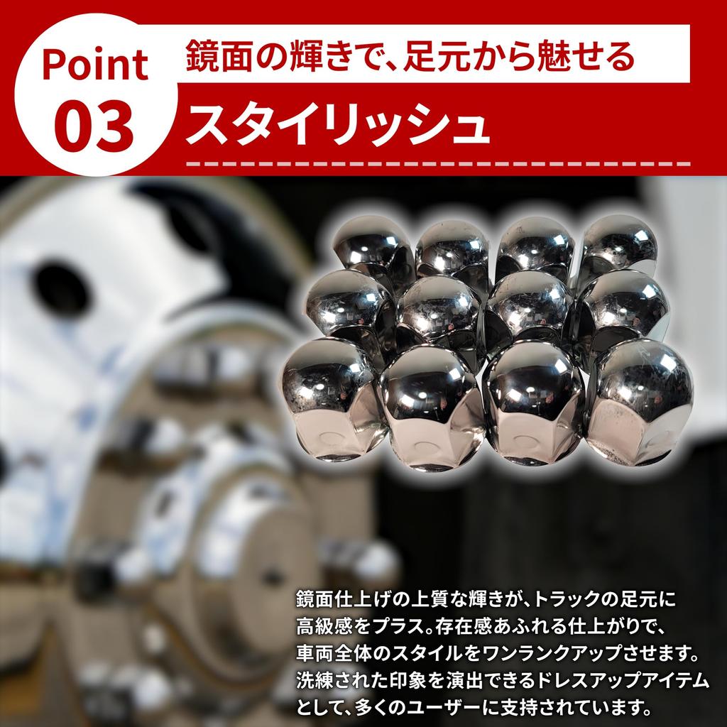 Stainless Steel Flat Bottom Nut JIS 50mm Mirror for for Large Dump Decorative Universal Fit of 12 Caps, 41mm, Height, Finish, 6/8" Holes, Trucks,