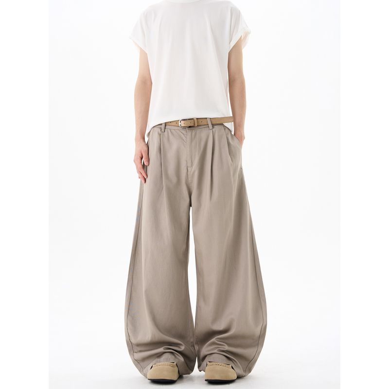Kisko Summer New Style Double Pleated Wide-Leg Drapey Scimitar Pants for Men and Women, High-End Loose and Versatile Casual Pants