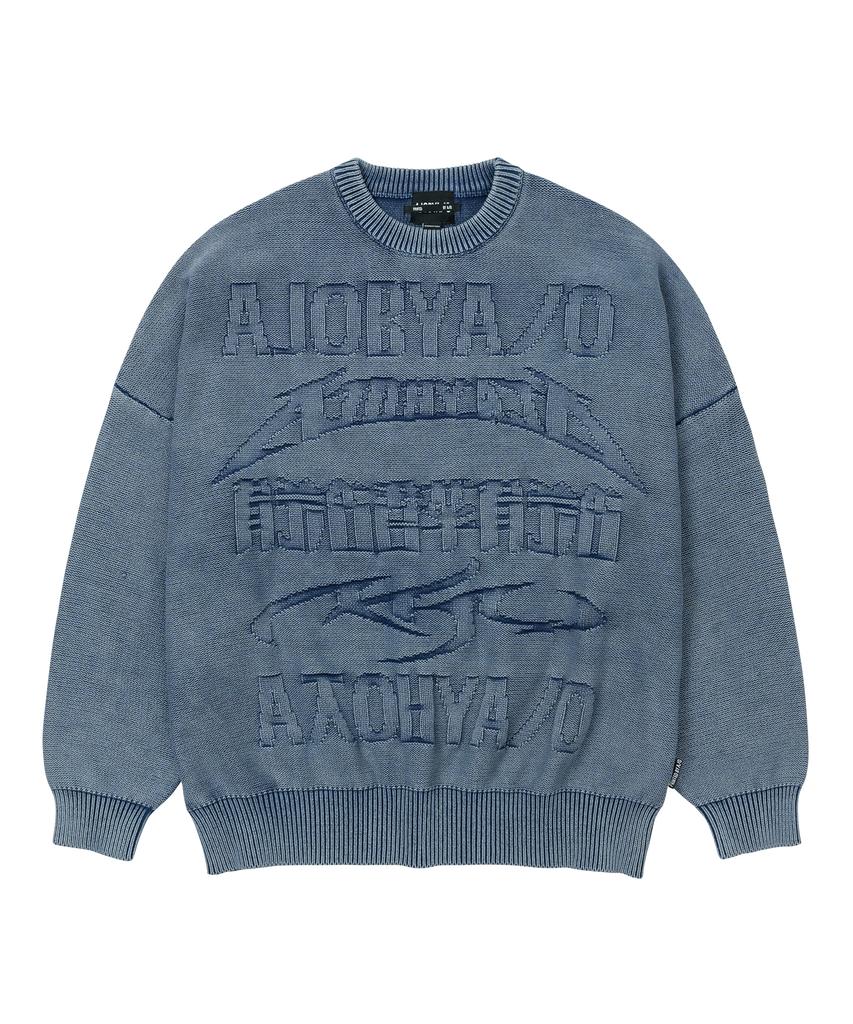 AJOBYAJO [Pba] Five Ajo Logos Washed Sweater [Navy]
