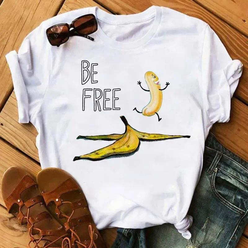 Funny Fruits T Shirt Women Plus Size Fashion Kawaii Banana Print White T-shirt Harajuku  Short Sleeves  Tee Shirt Femme T-Shirts