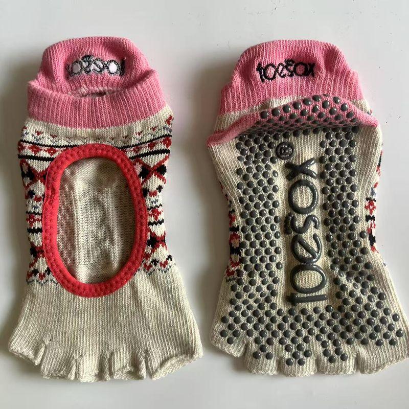 

Оригинальные товары Носки для йоги Женские из чистого хлопка Нескользящие Силиконовые С открытыми пальцами и пяткой Танцевальные колготки Носки с пятью пальцами для пилатеса Носки для йоги 5m(35.5-size 38.5)