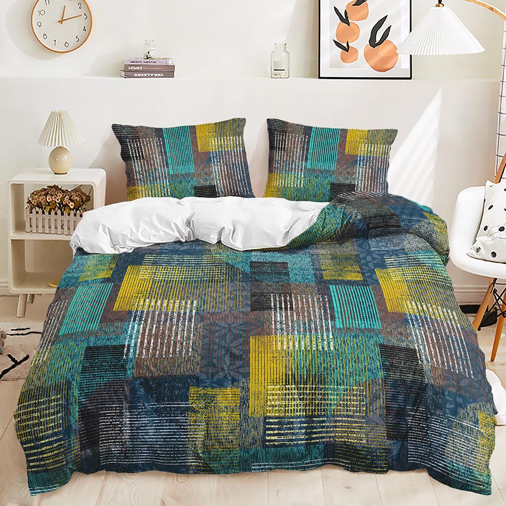 Three-Piece 3D Quilt Cover Plant Gradual Change Scale Brush Kit Bedding