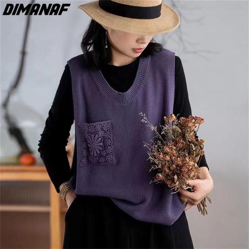 

DIMANAF 2023 Новый весенний свитер женский вязаный повседневный свободный жилет без рукавов топы