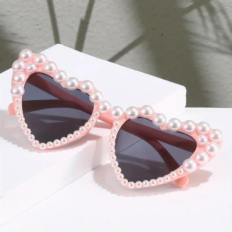 Heart Big Frame Love Inlaid Pearl fashion Ladies Sunglasses Wedding Decorative Glasses for Party Use