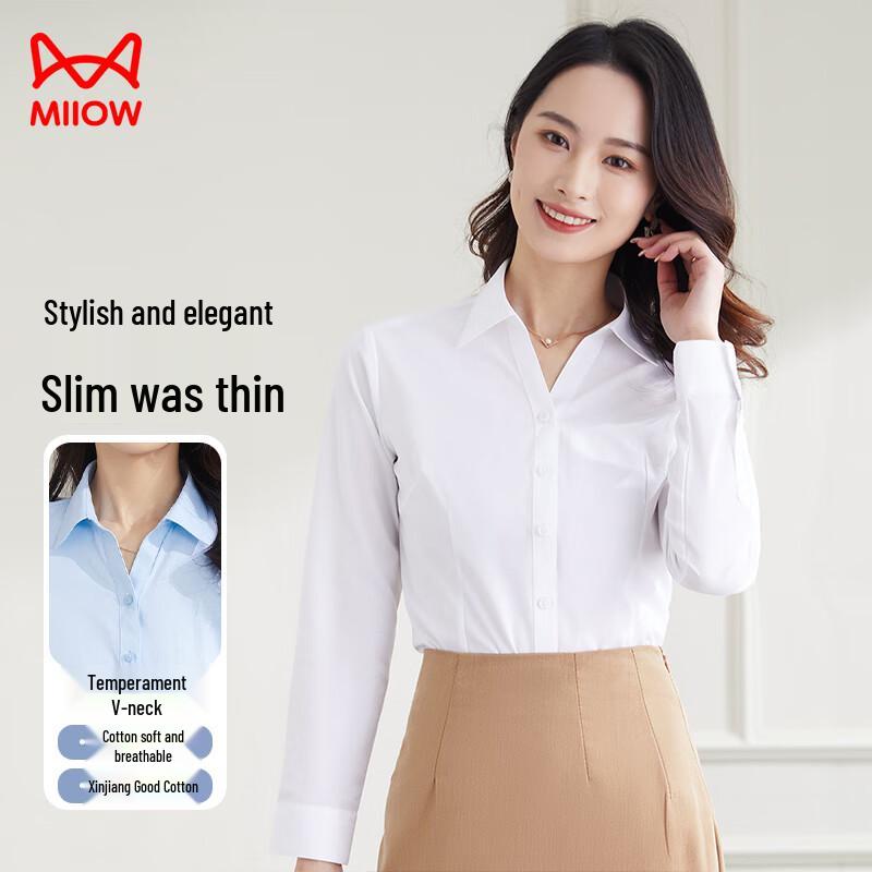 Mao Ren Women s V-Neck Long-Sleeve Professional Shirt 38