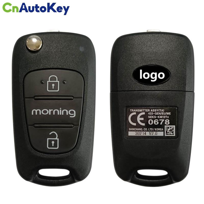 CN051132 OEM Parça No 95430-1Y000 Kia MORNING 2011+ İçin Katlanır Uzaktan Kumanda 2 Düğmeli FCC SEKS-KM10TX 433MHz Çip Yok 95430-1Y200