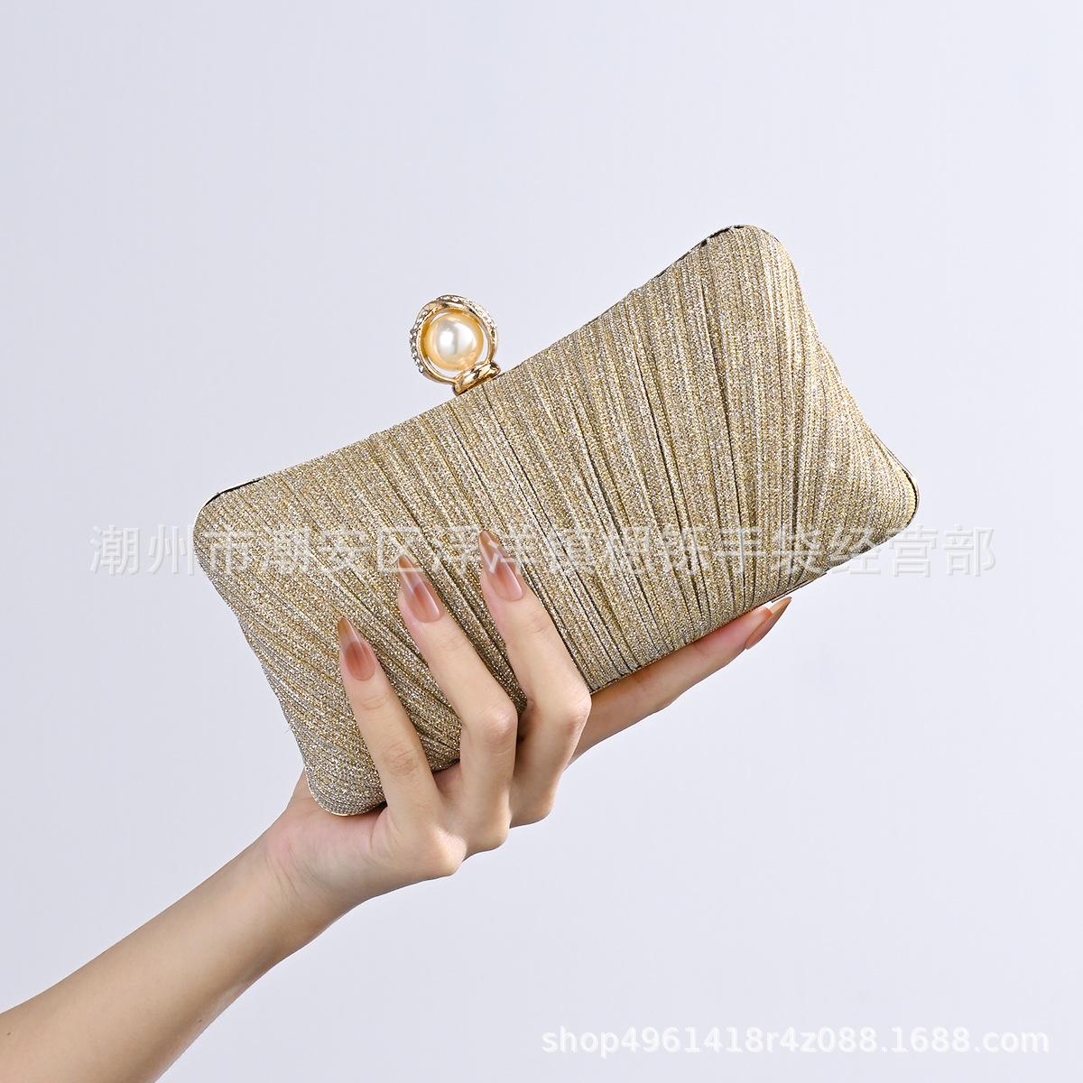

Luxury Design Women Evening Clutch Bag Shoulder Bag Party Wedding Prom Birthday Long Square Bags Pleated Elegant Handbag Purse 20x6x10.3cm