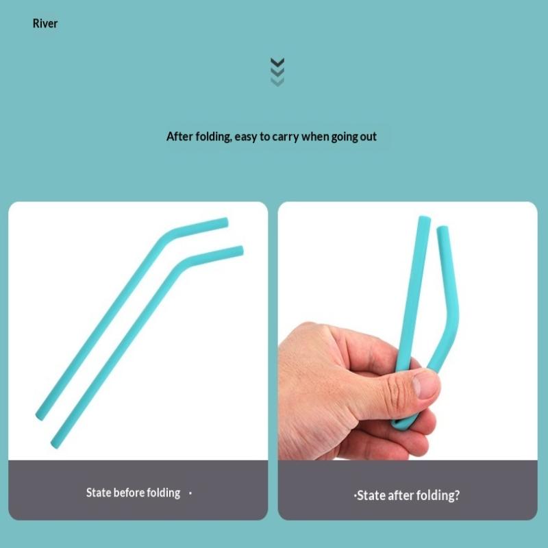 6Pcs Reusable Silicone Straws Set With Cleaning Brushes, For Water, Milk, Juices, Smoothies,Straight/Bent Straws