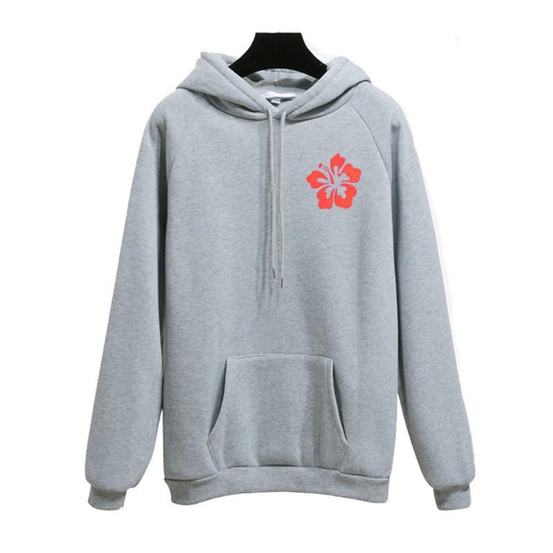 Womens Oversized Streetwear Hoodie With Floral Numeric Letter Print Long Sleeve Pullover