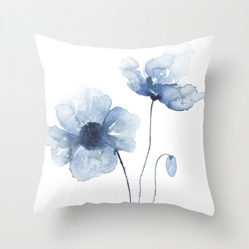 Quadratische Kissenbezug Home Decor Sofa Kissenbezug Schönheit Blau Geometrische Blume Muster Kissenbezug Mode Kurze