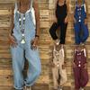 Combinaison pour femmes, couleur unie, réglable, Streetwear, pantalon Long, sans manches, col carré, barboteuse pour usage quotidien