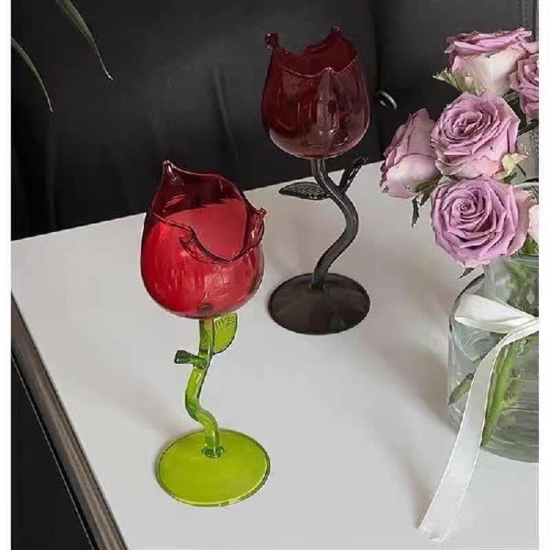 

French romantic and elegant ins micro-rolled rose wine glass