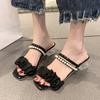 Cool Slippers Female 2025 New Summer Medium Heel Thick Heel French Versatile Outer Wear Fairy Wind Pearl Two Wear Sandals