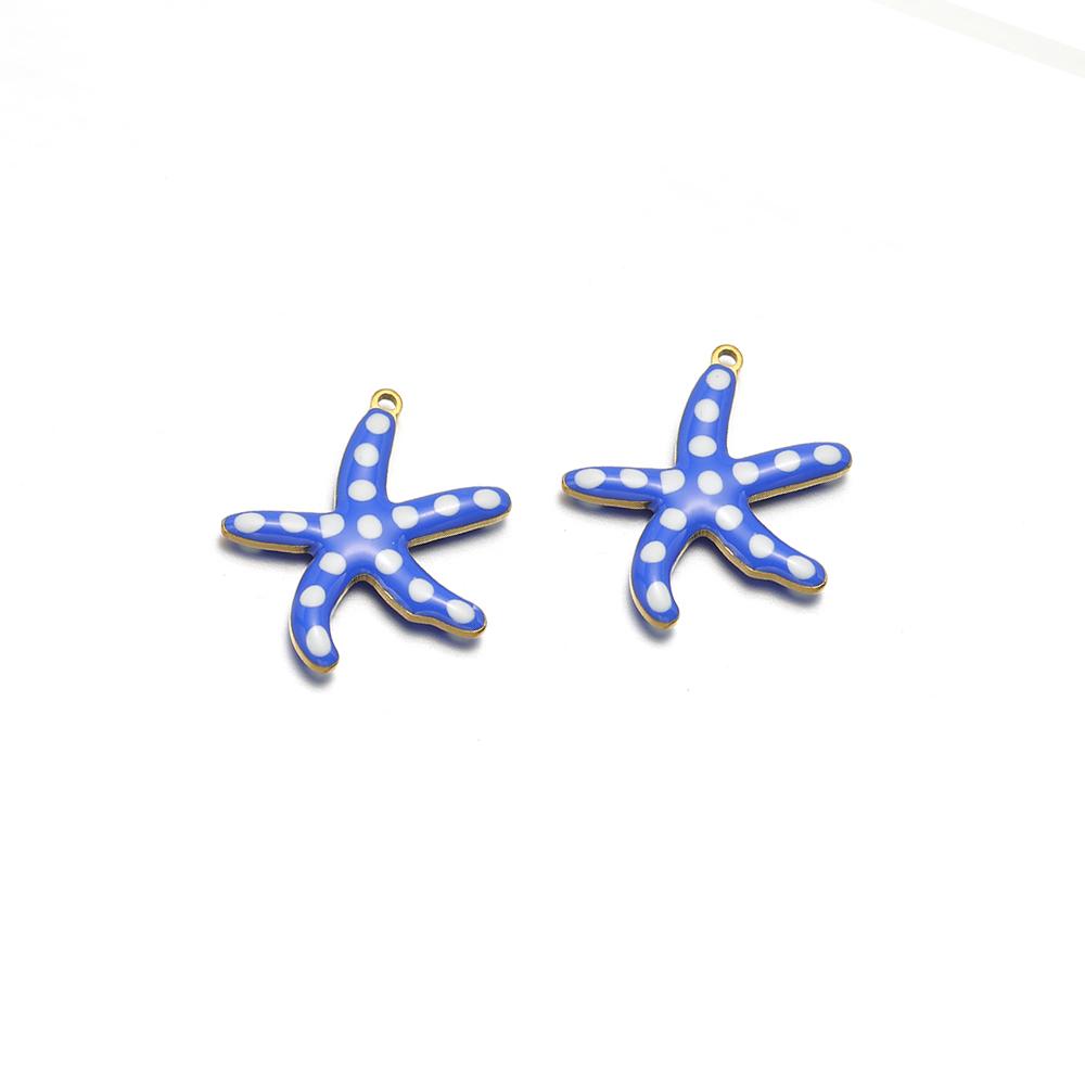 10pcs Stainless Steel Gold 20mm Starfish Charms Enamel Fish Pendant for DIY Jewelry Bracelet Findings Necklace Earrings Making