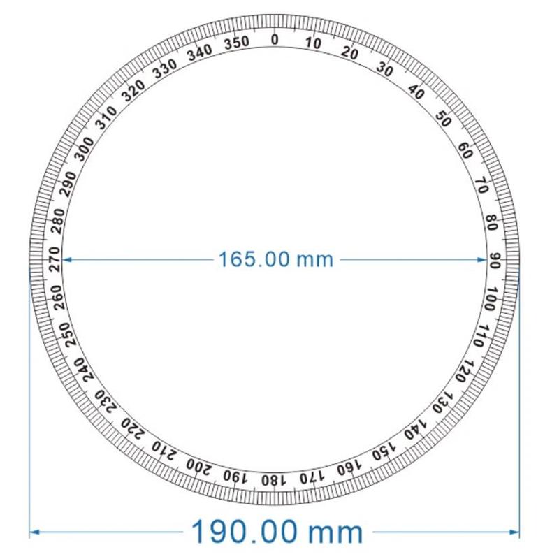 

Наружный диаметр 190 мм Идентификация шкалы циферблата Градуированный круглый диск Транспортир для измерительных инструментов для станков