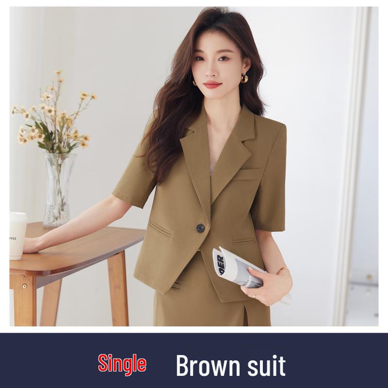 Women's Black Short-Sleeve Slim Fit Summer Blazer
