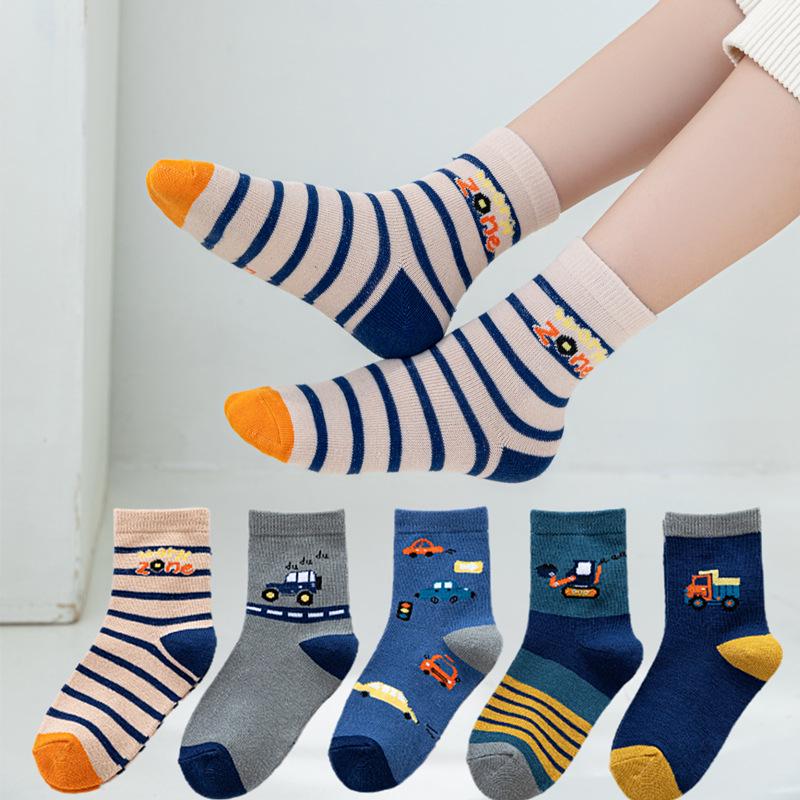 Children's Mid-Calf Socks - 5 Pairs for Boys and Girls, Autumn and Winter Collection