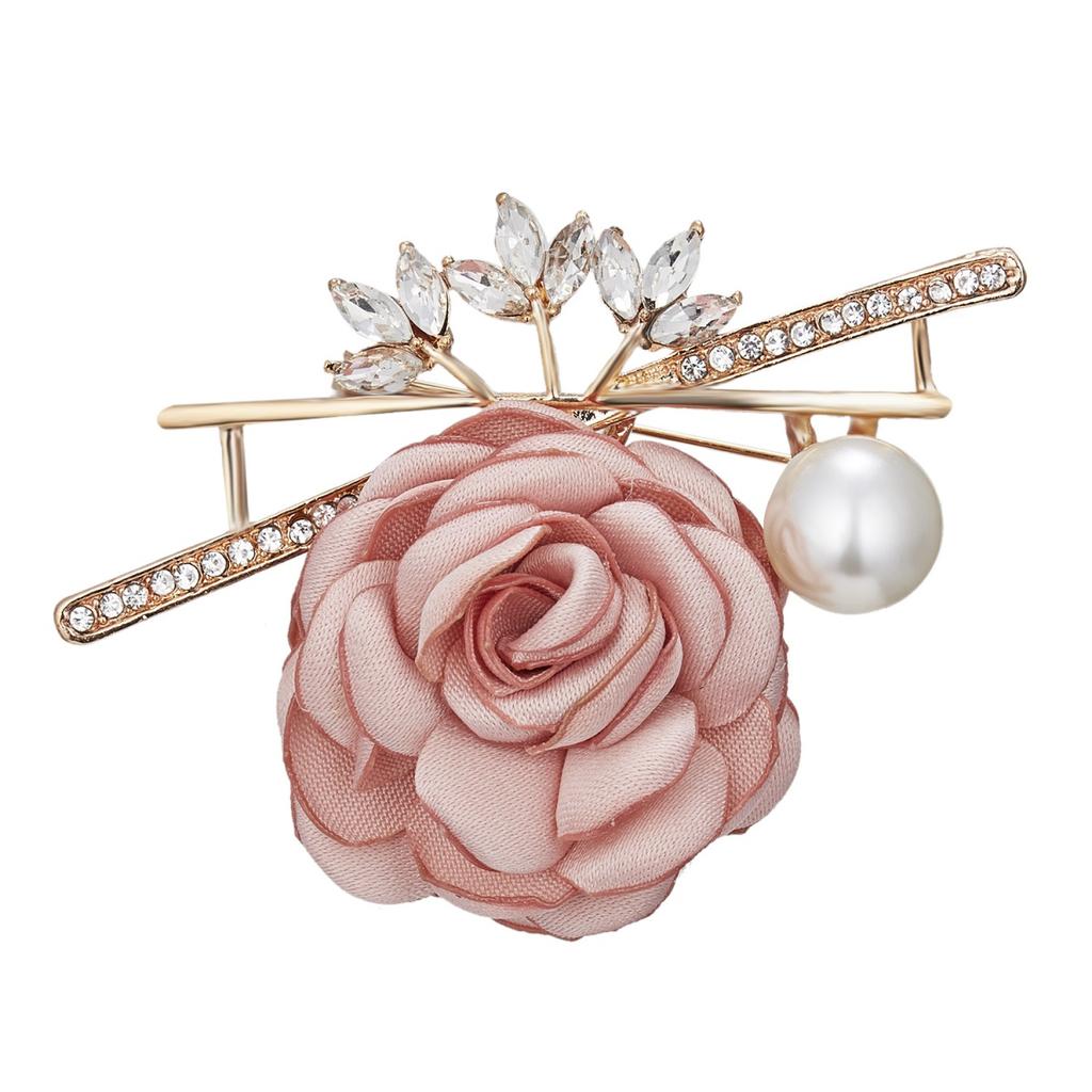 Luxury Elegant Cloth Art Fabric Flower Brooches For Women Men Temperament Rhinestone Imitation Pearl Floral Pins Wedding Jewelry