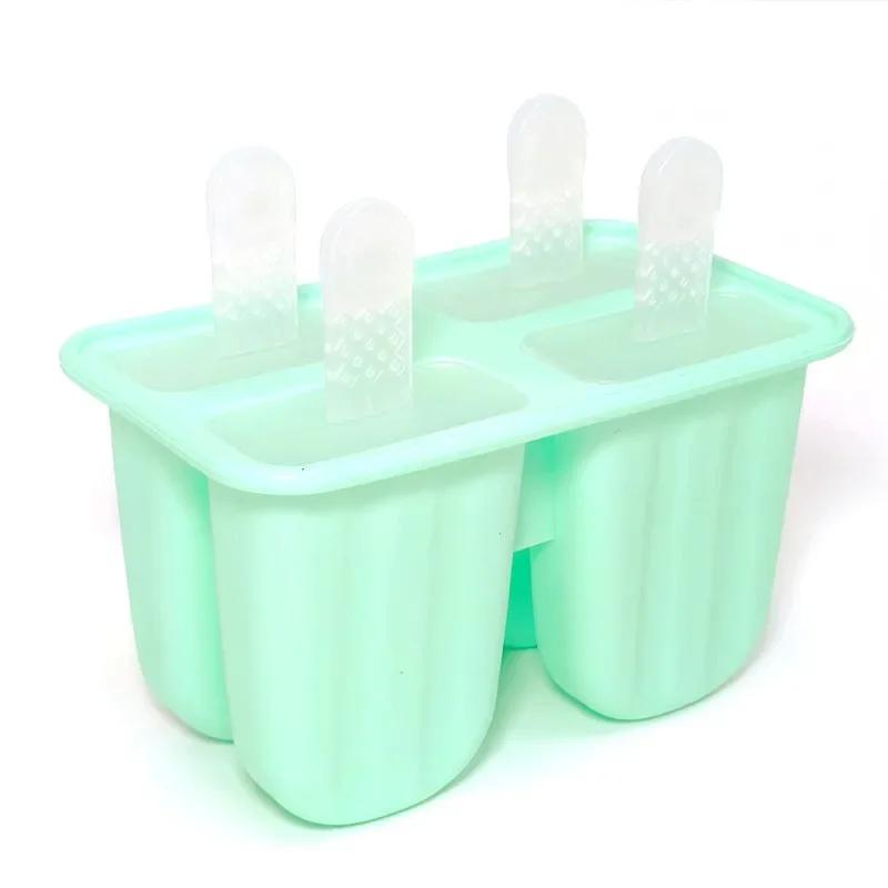 1/3Pcs Silicone Ice-making Box 4 Grid Cartoon Home Made Popsicle Ice Cream Molds for Kids Food Grade DIY Popsicle Maker Molds