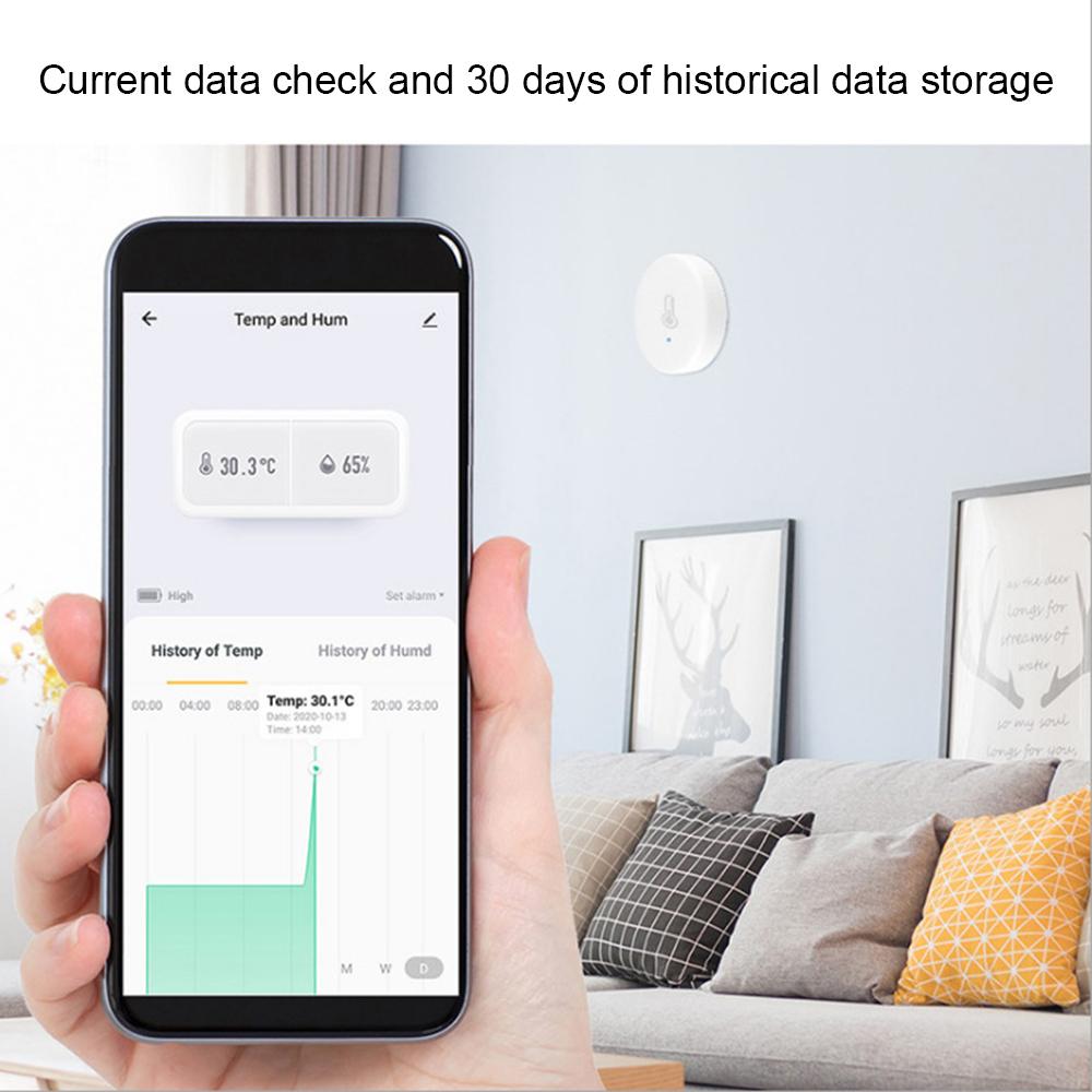 ZigBee Temperature Humidity Sensor with Alarm Function APP Control Indoor Temperature Humidity Monitor Smart