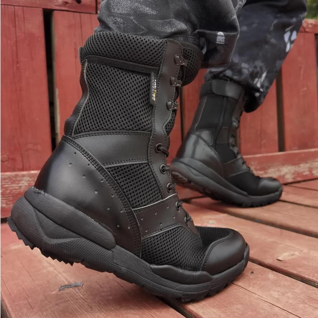 Summer Combat Training Boots Work Shoes Lightweight Mesh Breathable Military Tactical Boots Plus Size Outdoor Hiking Boots