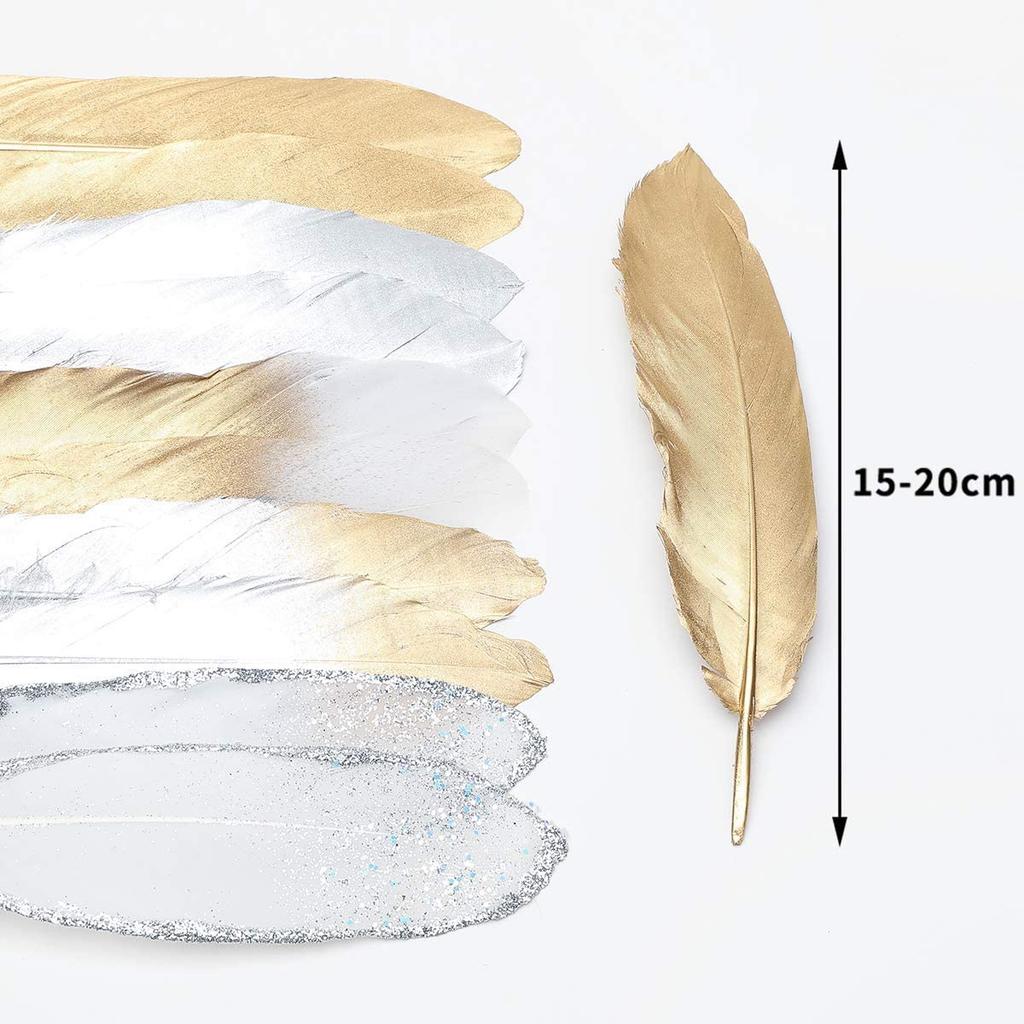 10PCS Gold Feathers Decoration 15-20CM Natural White Turkey Goose Duck Pheasant Feathers Plumes Handicraft Accessories