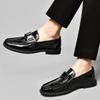 Herrvår läderloafers med metallspänne - Slip-on Business Casual Större Storlekar Körskor