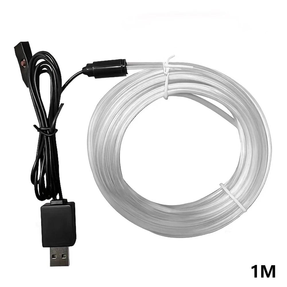 RGB LED Fiber Optic Car Ambient Light Strip Multi-color Dashboard Decoration Interior Mood Light 1/2/3/4/5 Meter Custom Length