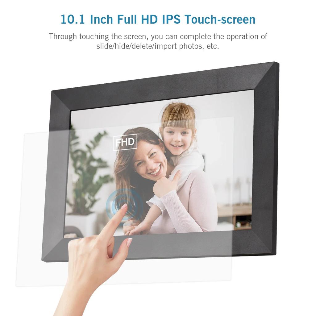 Andoer 10.1 Inch Smart WiFi Photo Frame Digital Picture Frame HD IPS Touch-screen 1280*800 Photo 1080P Video 16GB Storage