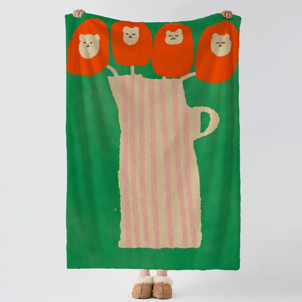 character n-niko niko niko-O Throw Thick Comfort Flannel Quilt, Multi-scene Use Indoor Outdoor Daily Nap