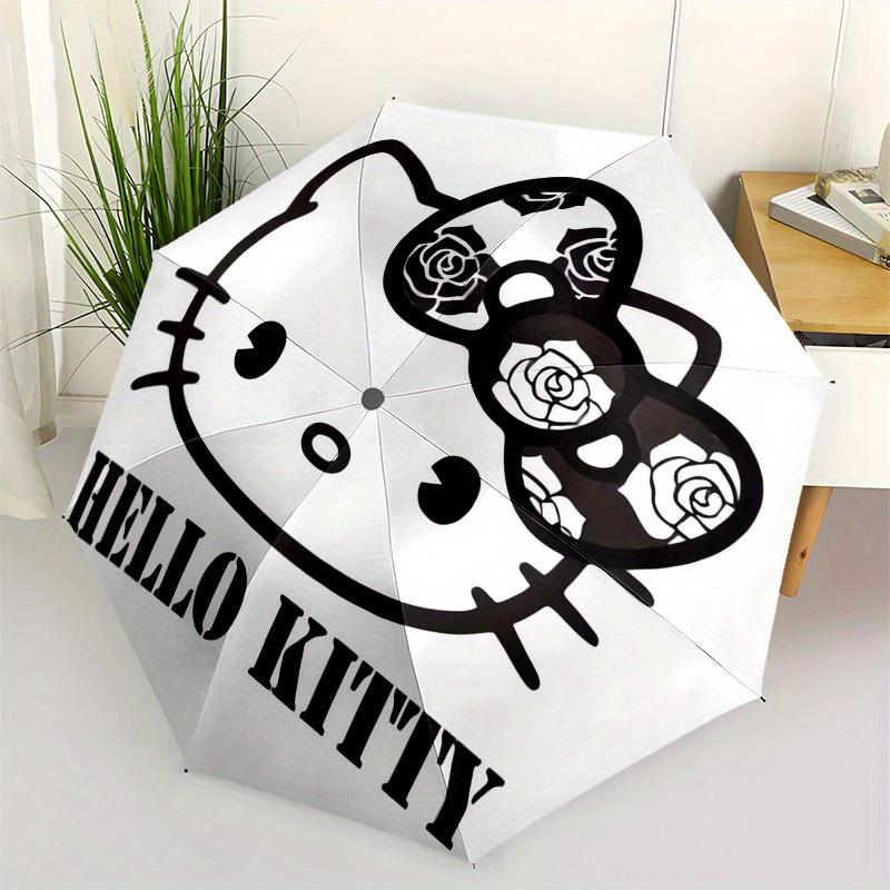 

1pc Hello Kitty Black and White Roses Umbrella with Plastic Handle,Suitable for All Seasons Home Travel Outdoor UmbrellaSanlio598