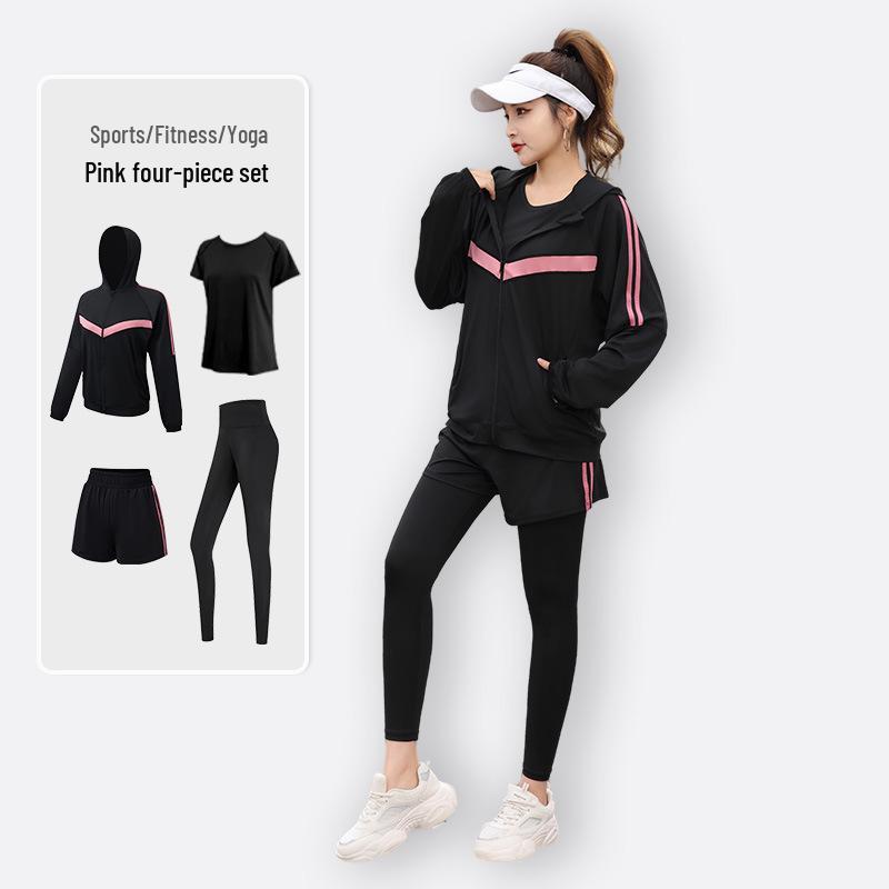 Plus Size Yoga Fitness Suit: Tummy Control Slimming, Loose-Fit, Five-Piece Set for Running and Gym, fits up to 200 lbs.