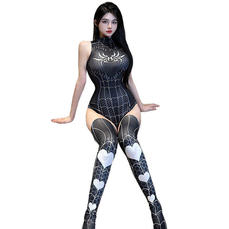 Plus Size Spider-Man Role Play Crotchless Lingerie Outfit with Zipper