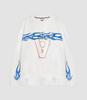 VIBRATE Flame Line Sweat Shirt (White)